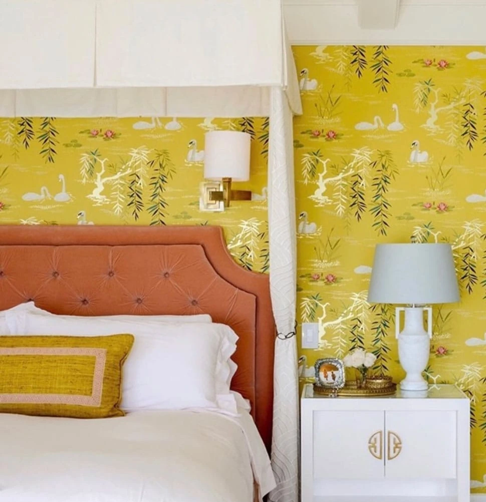 Image of yellow bedroom in the Atlas Concorde USA blog from Decorators Best