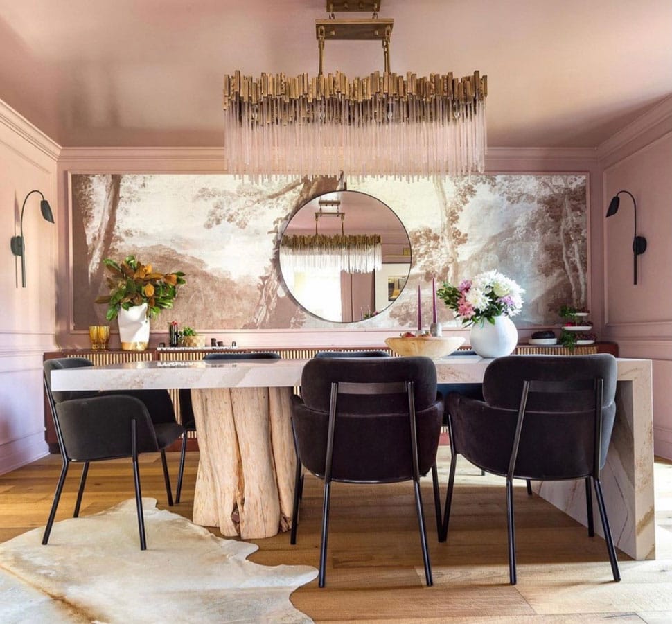 Beautiful and unique dining table referenced in the Atlas Concorde USA blog from Jeweled Interiors