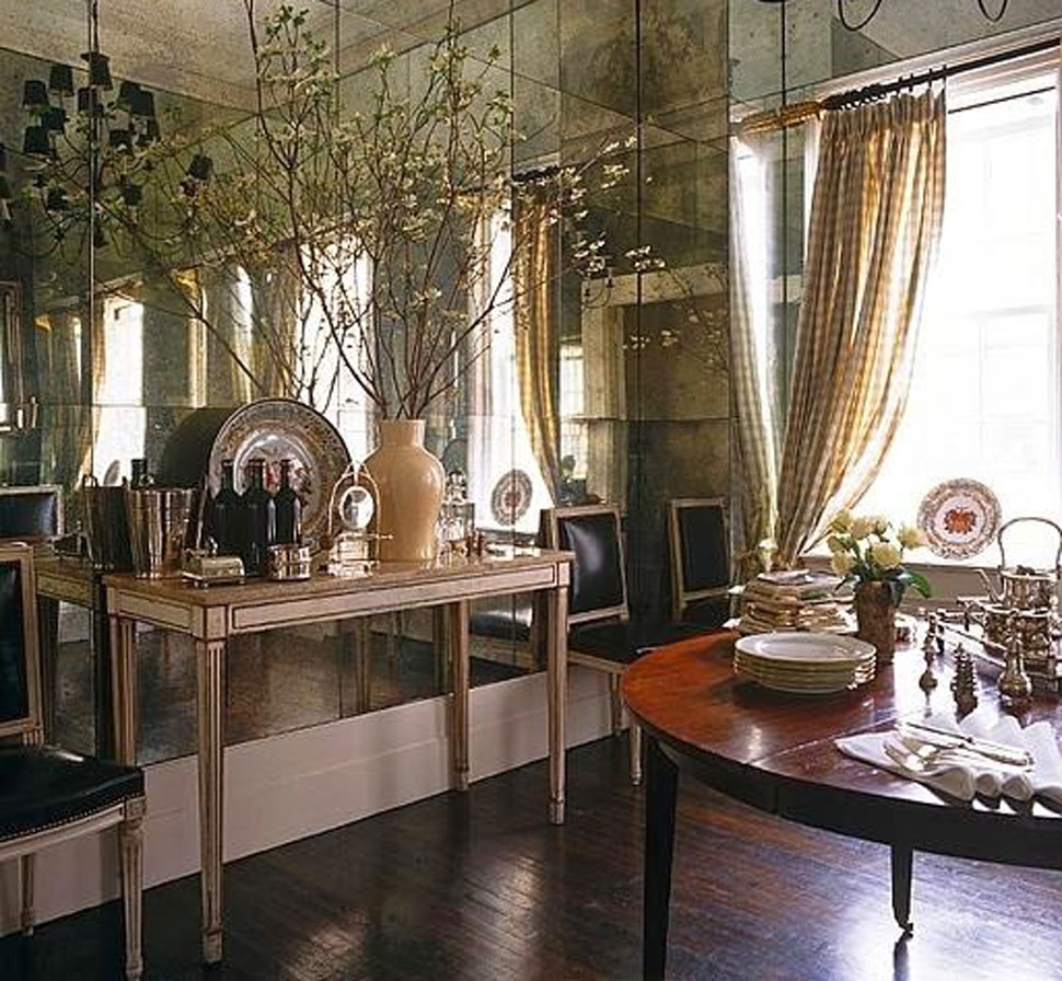 Beautiful mirrored wall referenced in the Atlas Concorde USA blog from Jane French Home