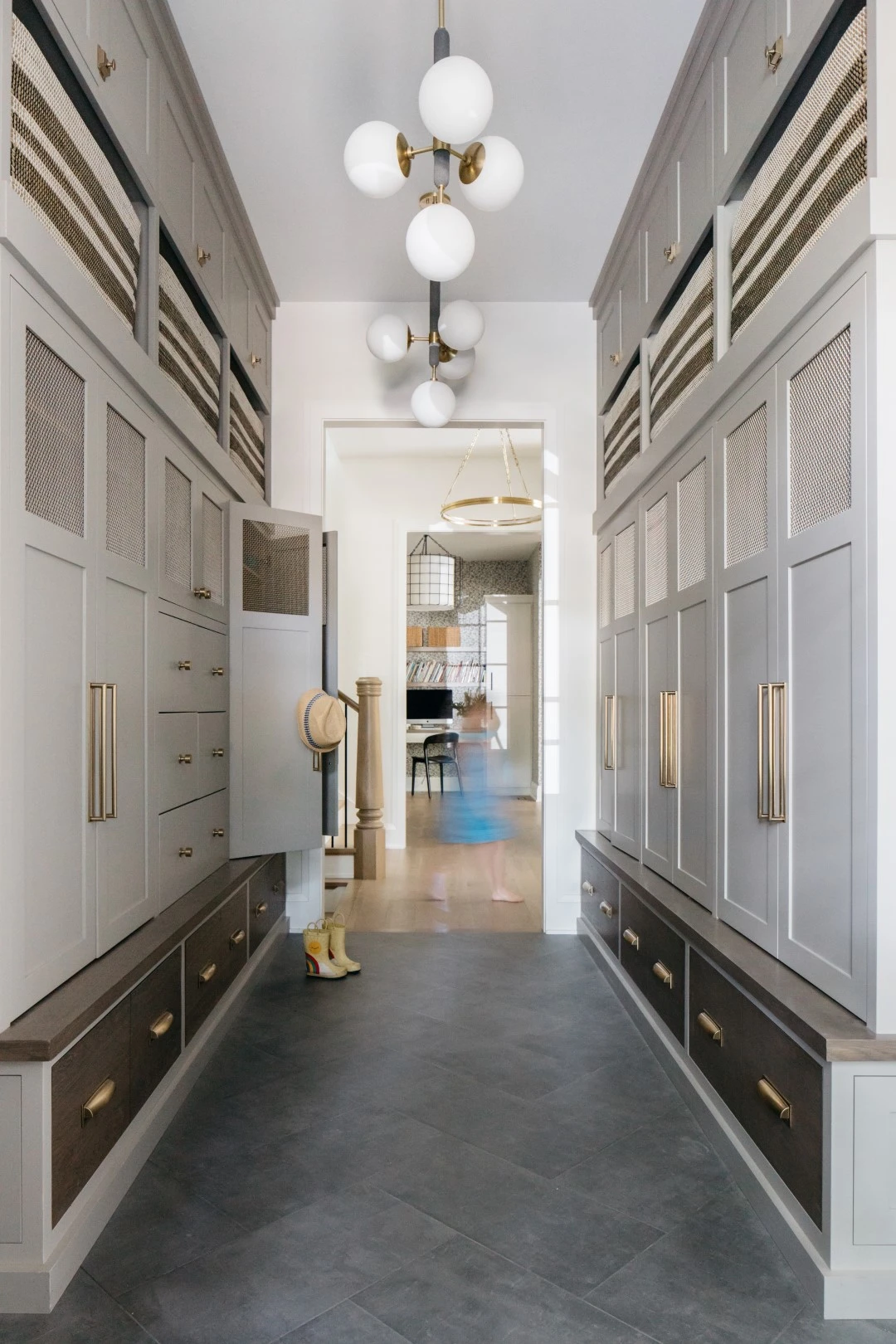 Finished mudroom with Atlas Concorde USA Cove Collection