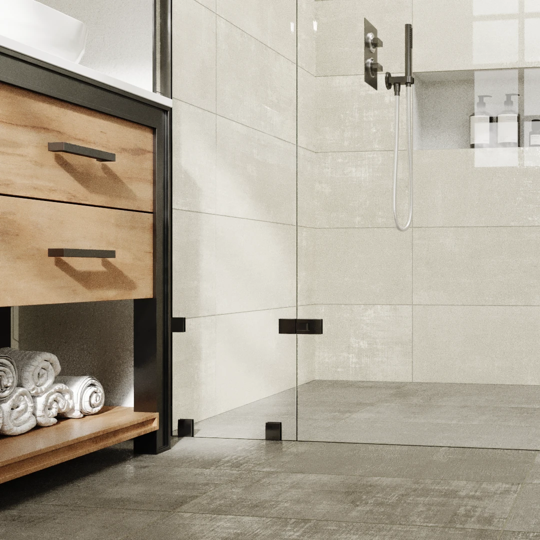 Atlas Concorde USA Fray collection used as bathroom flooring and wall tile.