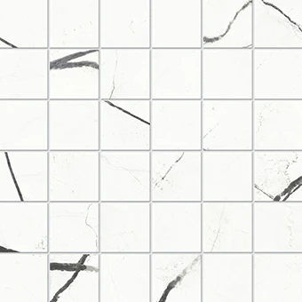 Beyond Calacatta Glam White marble-look porcelain tile in mosaic pattern from Atlas Concorde USA - thumbnail