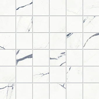Beyond Calacatta Ocean White marble-look porcelain tile in mosaic pattern from Atlas Concorde USA - thumbnail