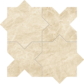 Beyond Taj Mahal Champagne marble-look porcelain tile in star&cross mosaic pattern from Atlas Concorde USA – thumbnail