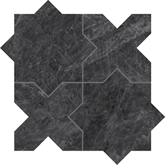Beyond Taj Mahal Noir marble-look porcelain tile in star&cross mosaic pattern from Atlas Concorde USA – thumbnail