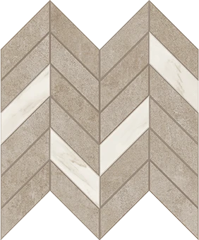 Cove Coast chalk-look porcelain tile in dart pattern from Atlas Concorde USA - sample