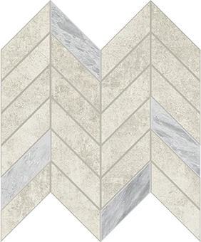 Cove Linen chalk-look porcelain tile in dart pattern from Atlas Concorde USA - sample