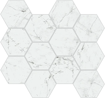 Eon Collection Carrara marble-look porcelain tile in honeycomb pattern from Atlas Concorde USA - Sample