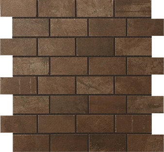 Forge Collection Iron metal-look porcelain tile in brick mosaic pattern from Atlas Concorde USA - sample