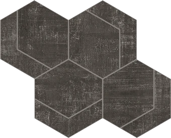 Fray Collection Metal Black Hexmark Mosaic tile from Atlas Concorde USA - thumbnail