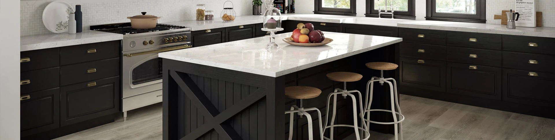 Beautiful porcelain tile kitchen with a wood look from the Atlas Concorde USA Homeland Collection