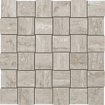 Path Collection Silver Pearl stone-look porcelain tile in mosaic pattern from Atlas Concorde USA - sample