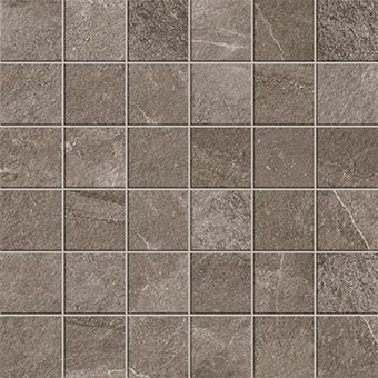 Elegant 2x2 mosaic grid-look with Ridge Anthracite porcelain tile from Atlas Concorde USA-sample