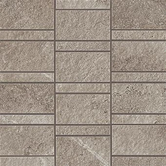 Creative aligned row mosaic look with Ridge Greige porcelain tile from Atlas Concorde USA-sample