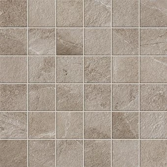 Elegant 2x2 mosaic grid-look with Ridge Greige porcelain tile from Atlas Concorde USA-sample