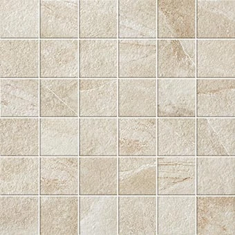 Elegant 2x2 mosaic grid-look with Ridge Ivory porcelain tile from Atlas Concorde USA-sample