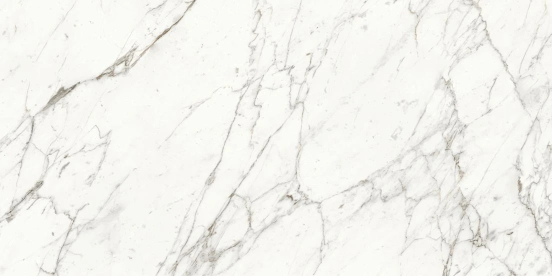 Trilogy Calcatta white marble-looking 24x48 porcelain tile from Atlas Concorde USA - sample