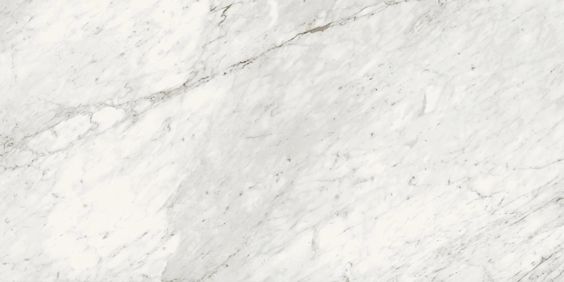 Trilogy Carrara Classic white marble-looking 24x48 porcelain tile from Atlas Concorde USA - sample