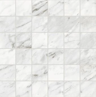 Trilogy Carrara Classic white marble-looking porcelain tile 2x2 in square mosaic from Atlas Concorde USA- sample