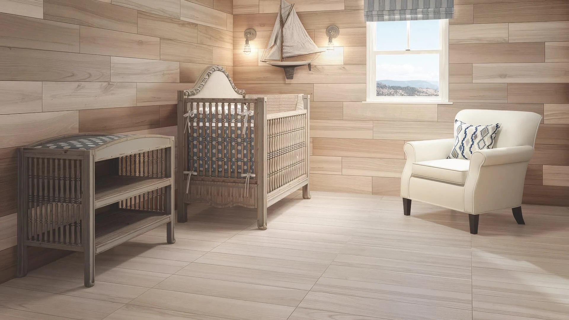 Crisp, clean effect of Wild White on Nursery floor